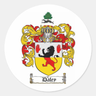 DALEY FAMILY CREST -  DALEY COAT OF ARMS CLASSIC ROUND STICKER