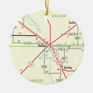 Dalhart TX Map Ceramic Tree Decoration