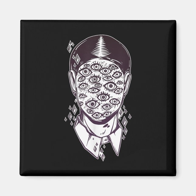 Dali Surreal - Noir Retro Eyes On Face Tattoo Art  Magnet (Front)