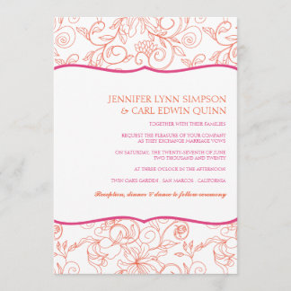 Dalia (Orange & Fuschia) Wedding Invitation
