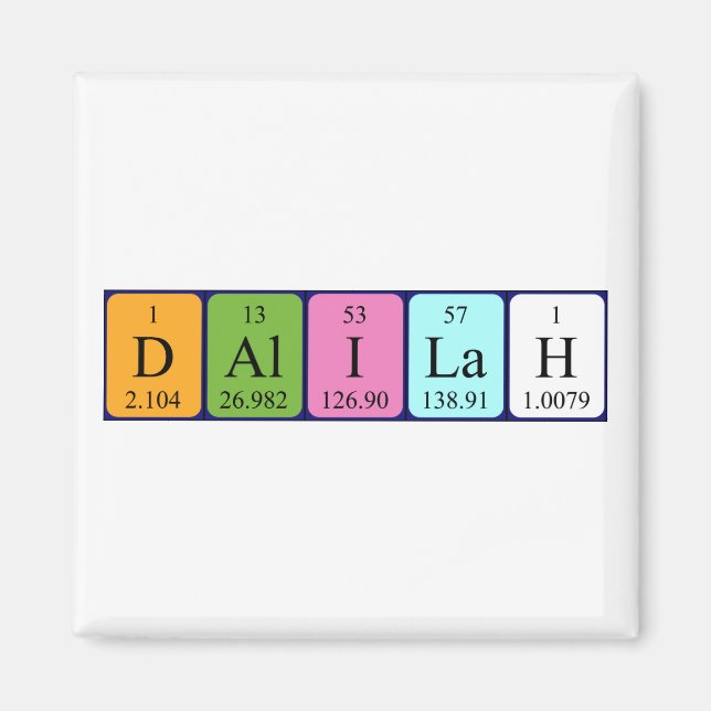 Dalilah periodic table name magnet (Front)