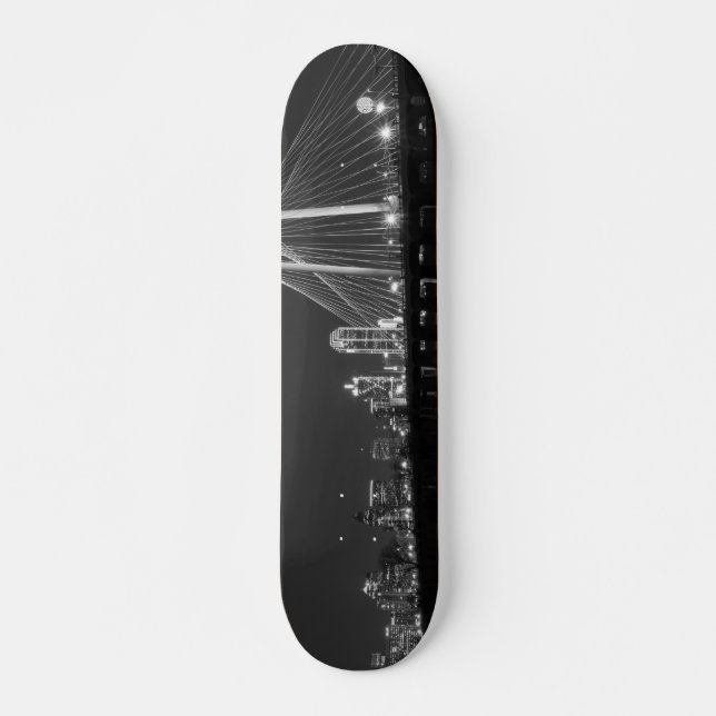 Dallas Bridge View Grayscale Skateboard (Front)