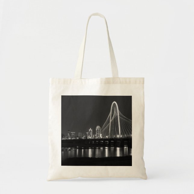 Dallas Bridge View Grayscale Tote Bag (Front)
