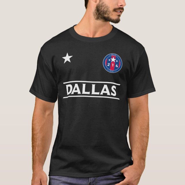 Dallas City 214 Round Badge with Stars - Texas Des T-Shirt (Front)
