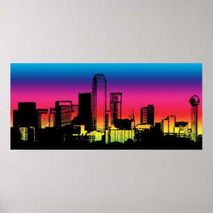 Dallas Colour Skyline Poster
