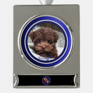 Dallas Dog Fan  Customisable Silver Plated Banner Ornament