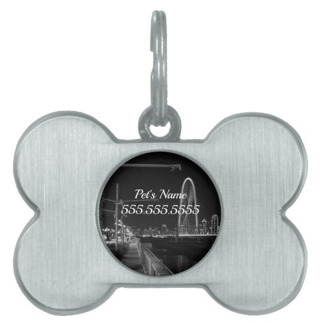 Dallas Evening Walk Grayscale Pet ID Tag (Front)