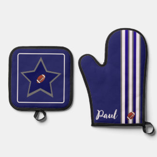 Dallas Football Fan Customisable Design Oven Mitt & Pot Holder Set