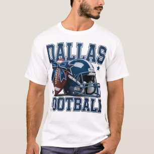 Dallas Football Fan Gift - Helmet & Ball with Bow T-Shirt