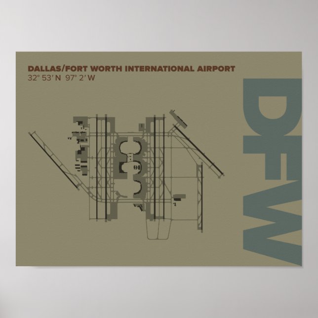 Dallas/Ft. Worth Airport (DFW) Diagram Poster (Front)