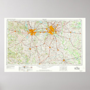 Dallas Ft Worth Topo Map Poster