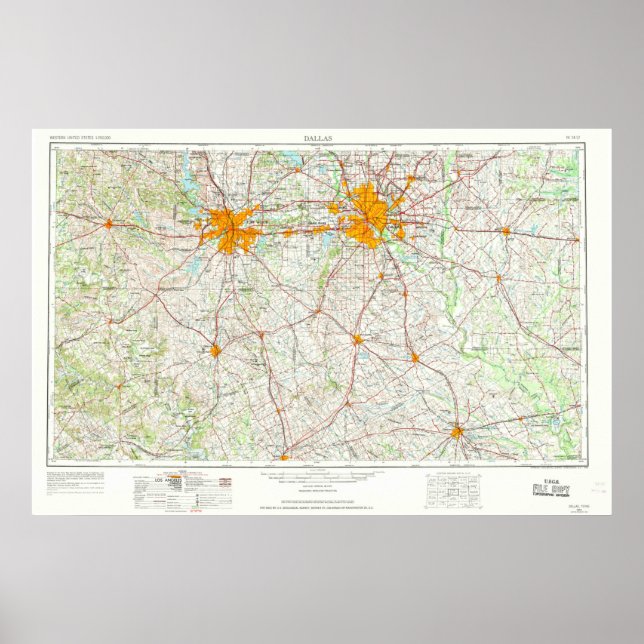 Dallas Ft Worth Topo Map Poster (Front)