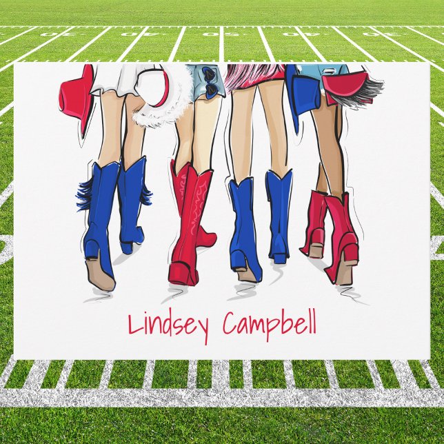 Dallas Game Day Tailgate Fashion / Red Blue Boots  Thank You Card (Creator Uploaded)