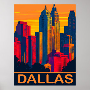 Dallas in Vibrant Colours, Travel Poster