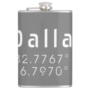 Dallas Latitude and Longitude Hip Flask