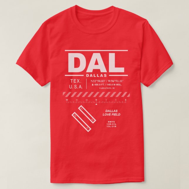 Dallas Love Field Airport DAL T-Shirt (Design Front)