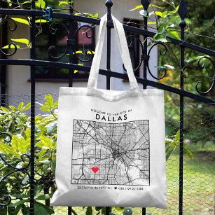 Dallas Love Locator   City Map Wedding Welcome Tote Bag