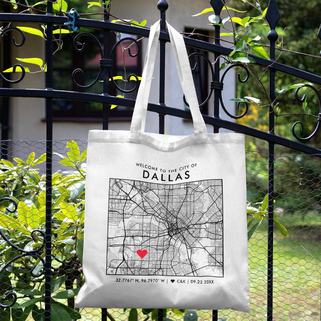 Dallas Love Locator | City Map Wedding Welcome Tote Bag (Creator Uploaded)