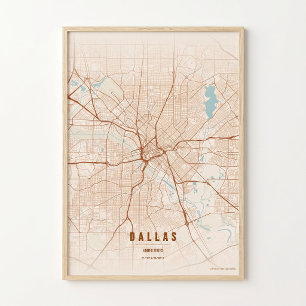 Dallas Map Print Texas Poster Wall Art Gift