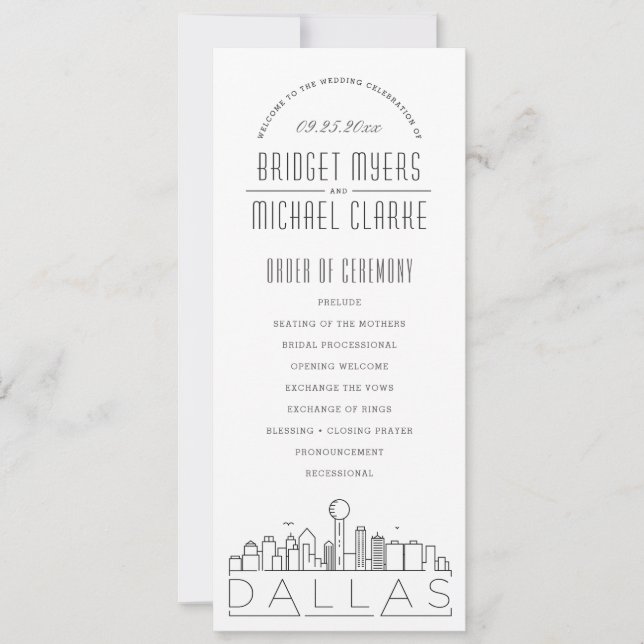 Dallas | Modern Deco Wedding Program Invitation (Front)