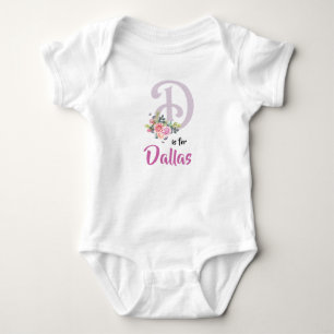 Dallas Name Baby Outfit Letter D Romper Floral Bodysuit