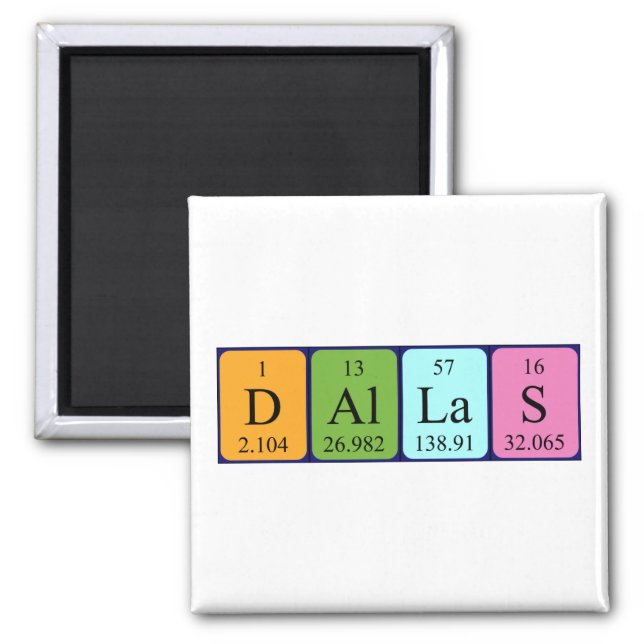 Dallas periodic table name magnet (Front)