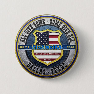 Dallas Police Thin Blue Line Memorial 6 Cm Round Badge