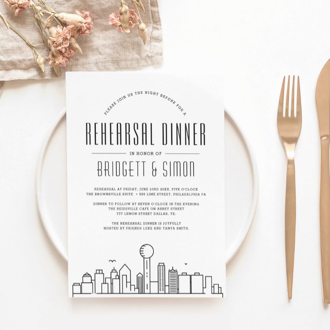 Dallas Rehearsal Dinner | City Skyline  Invitation (Creator Uploaded)