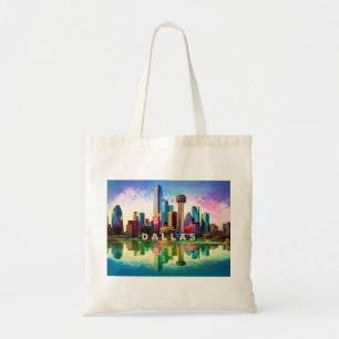 Dallas Skyline Abstract Art Tote Bag