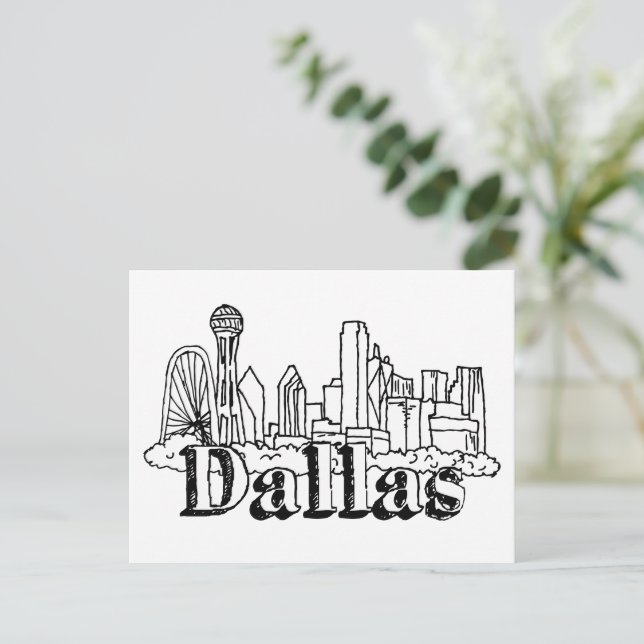 Dallas Skyline Art Design Dallas Skyline Design Postcard (Standing Front)