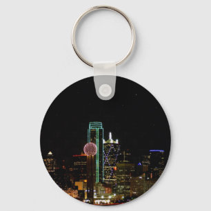Dallas Skyline at Night Key Ring