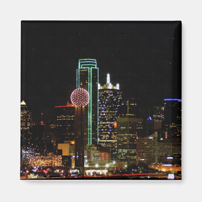 Dallas Skyline at Night Magnet (Front)