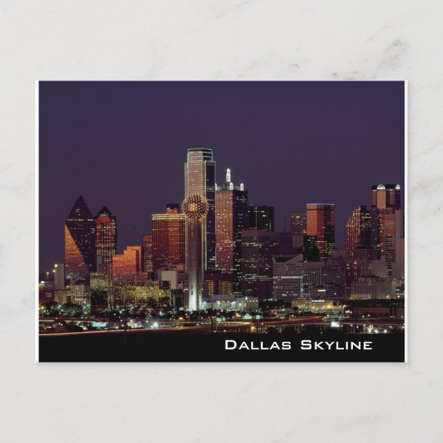 Dallas Skyline at Night Postcard (Front)