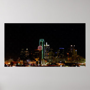Dallas Skyline at Night Poster