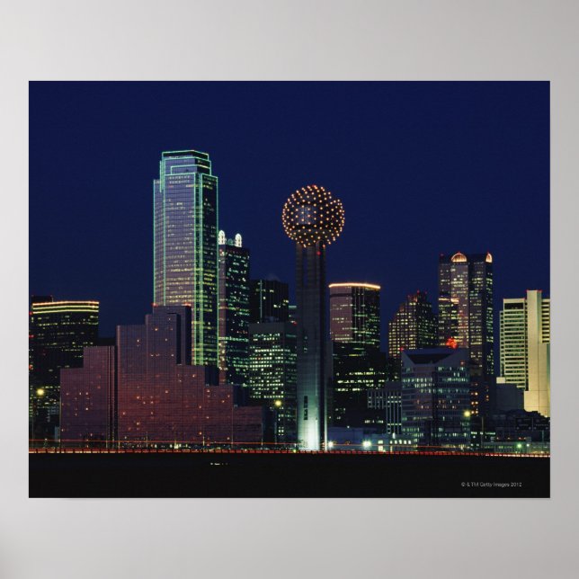 Dallas Skyline at Night Poster (Front)