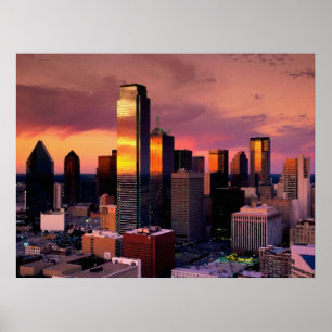 Dallas Skyline at Sunset Poster