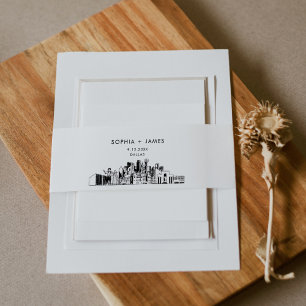Dallas Skyline Belly Band, 2"x11.5" Invitation Belly Band