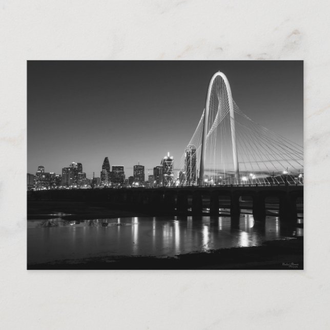 Dallas Skyline Dawn Grayscale Postcard (Front)