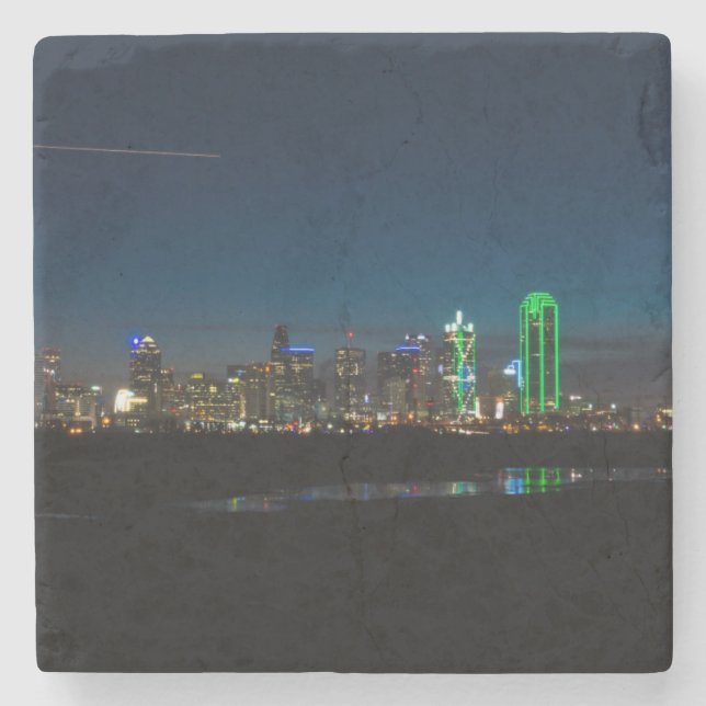Dallas Skyline Dawn Pano Stone Coaster (Front)