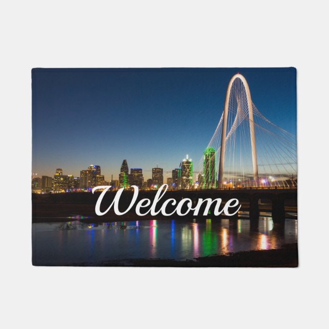 Dallas Skyline Dawn Welcome Doormat (Front)