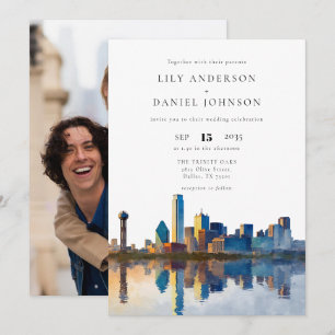Dallas Skyline Destination Photo Wedding Invitation