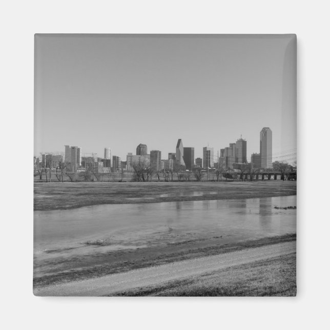 Dallas Skyline Grayscale Magnet (Front)