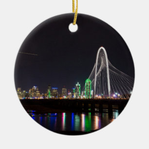 Dallas Skyline Hunt Ceramic Tree Decoration
