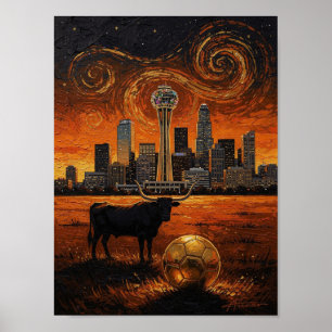 Dallas Skyline Longhorn World Cup 2026 Soccer Poster