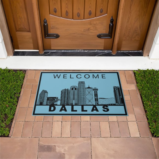 Dallas Skyline Silhouette  Doormat (Outdoor)