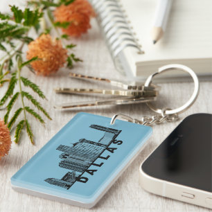 Dallas Skyline Silhouette  Key Ring