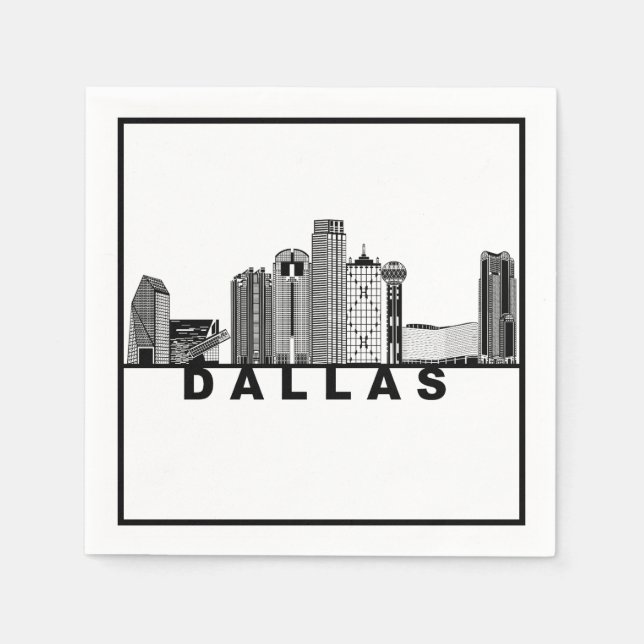 Dallas Skyline Silhouette  Napkin (Front)