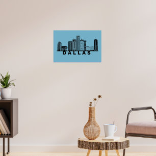 Dallas Skyline Silhouette  Poster