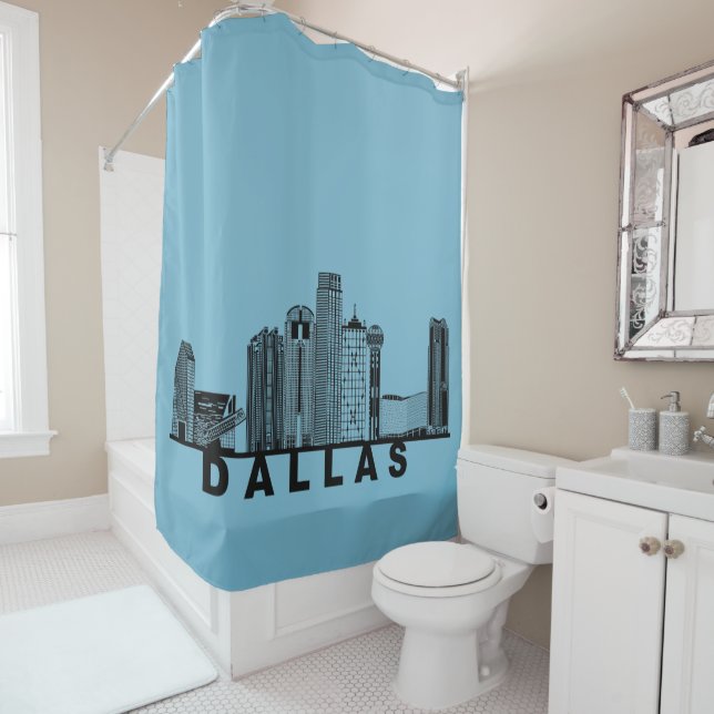 Dallas Skyline Silhouette  Shower Curtain (In Situ)