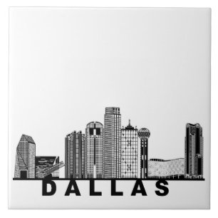 Dallas Skyline Silhouette Tile
